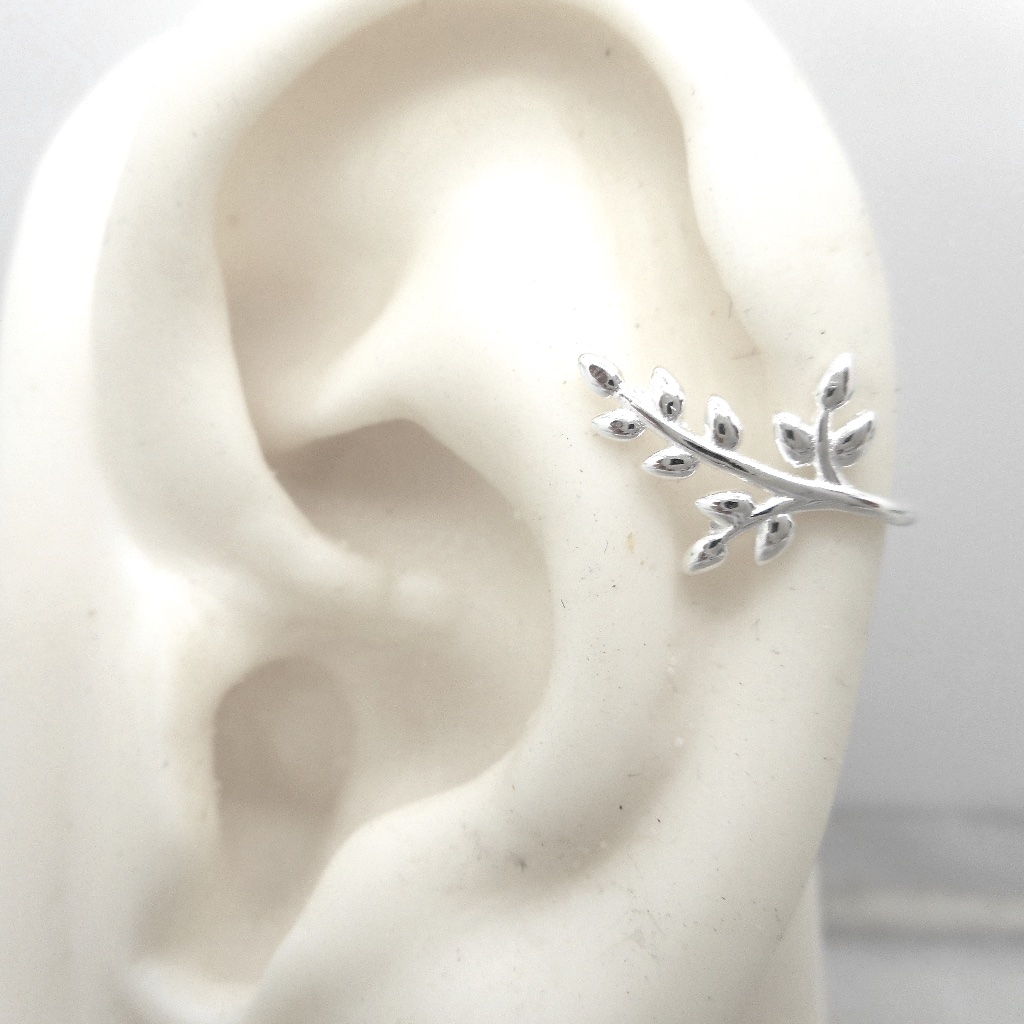 Leaves Solid 925 Sterling Silver Ear Cuff Earring